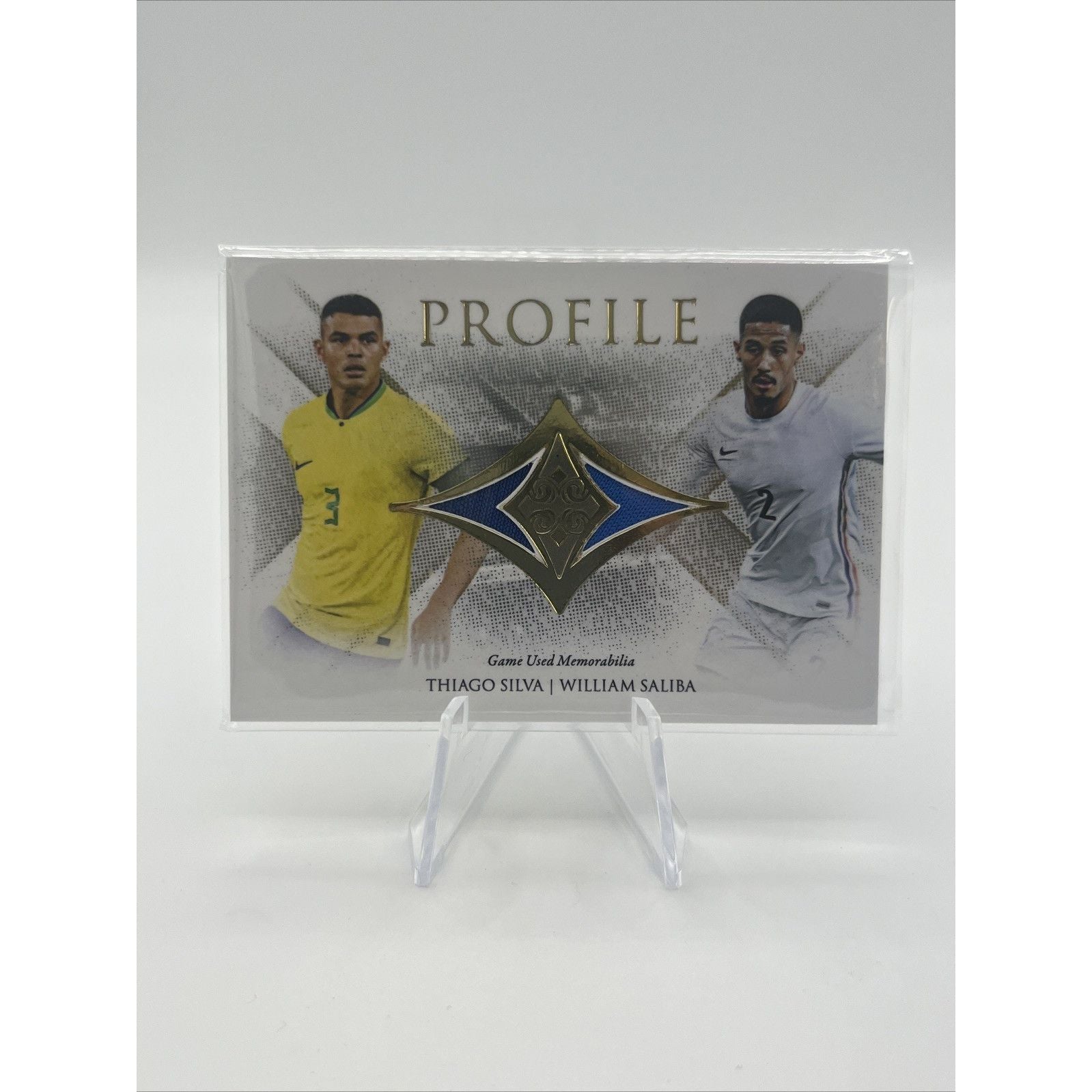 2023 Futera Unique Soccer Profile Game Worn Thiago Silva/William Saliba #/20