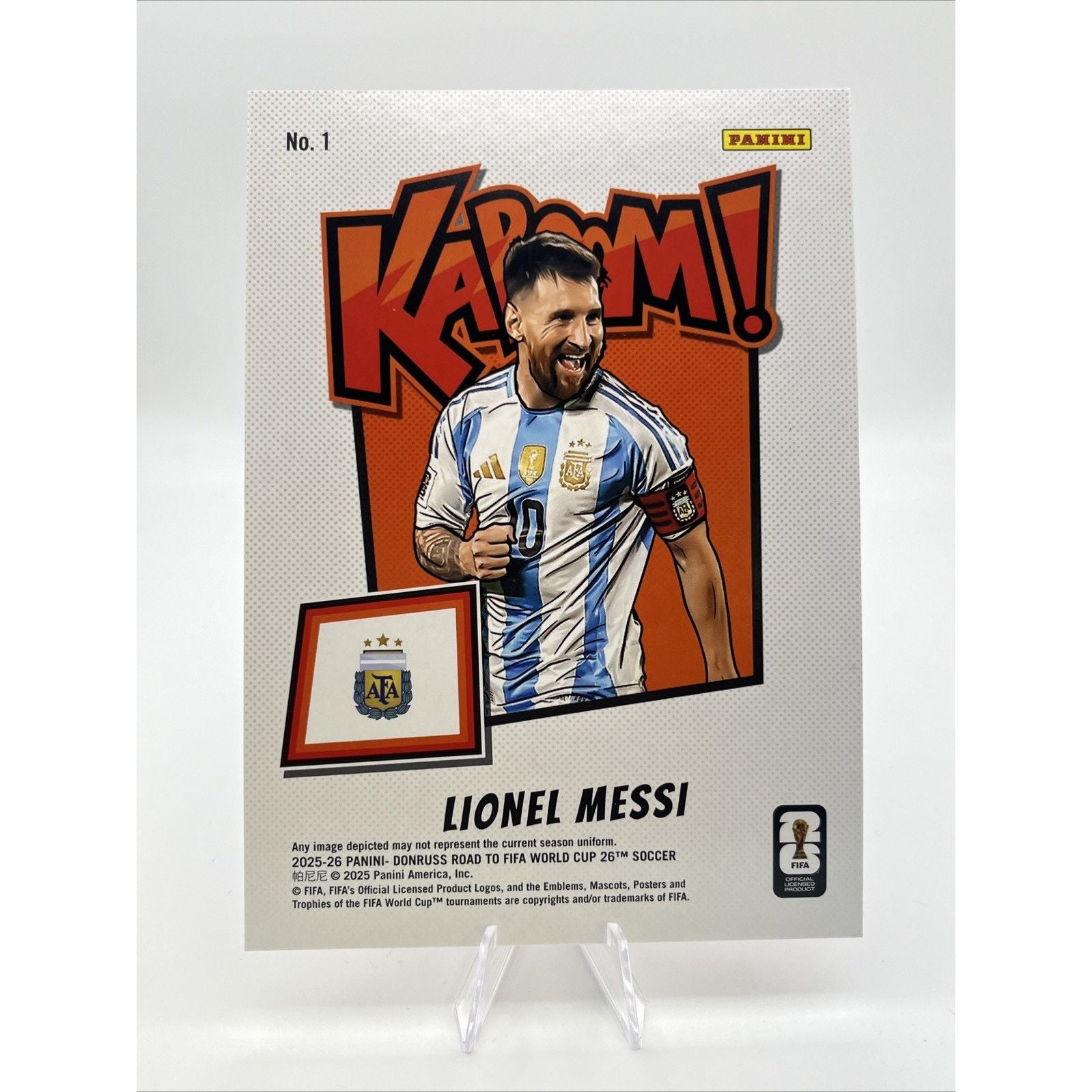 Panini 2025-26 Donruss Road to FIFA World Cup Kaboom! Lionel Messi #1 (JUMBO)