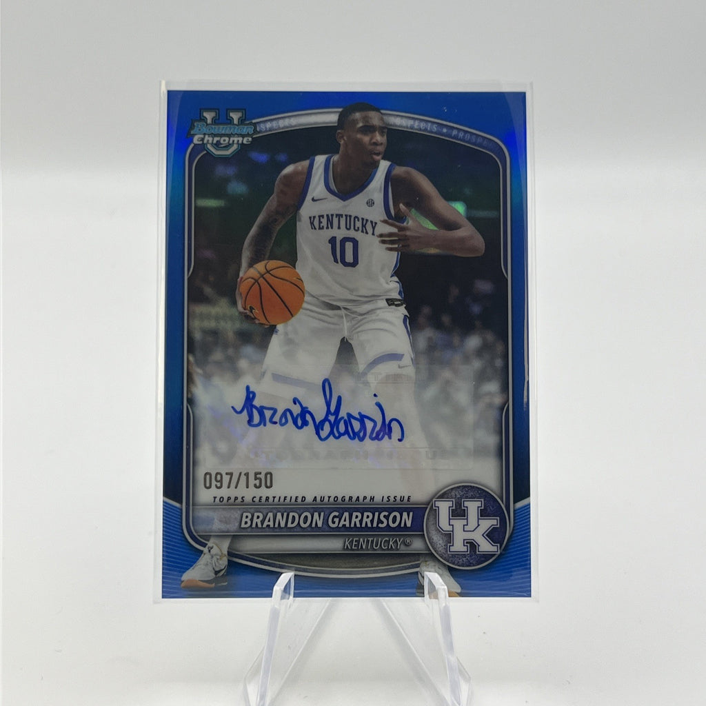 2025-26 Bowman Chrome U Brandon Garrison TRUE BLUE Refractor Auto #/150