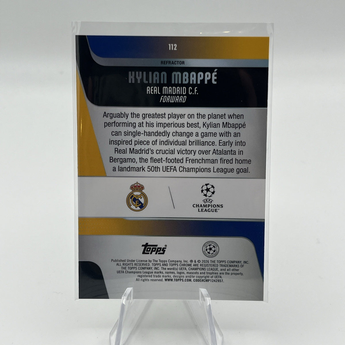 2025-26 Topps Chrome UCC UEFA Kylian Mbappé Refractor #112