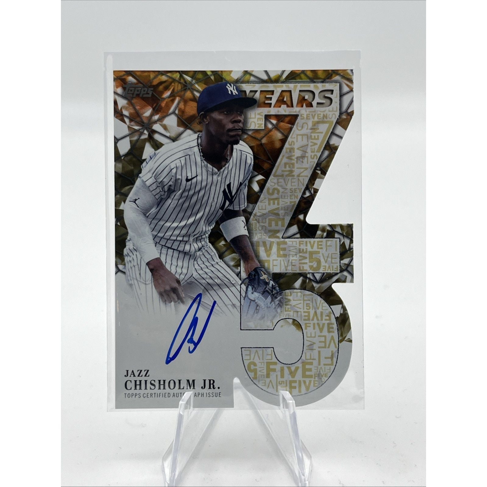 Jazz Chisholm Jr. 2026 Topps 75 Years Of Topps Die-Cut Auto Gold #/50 Yankees