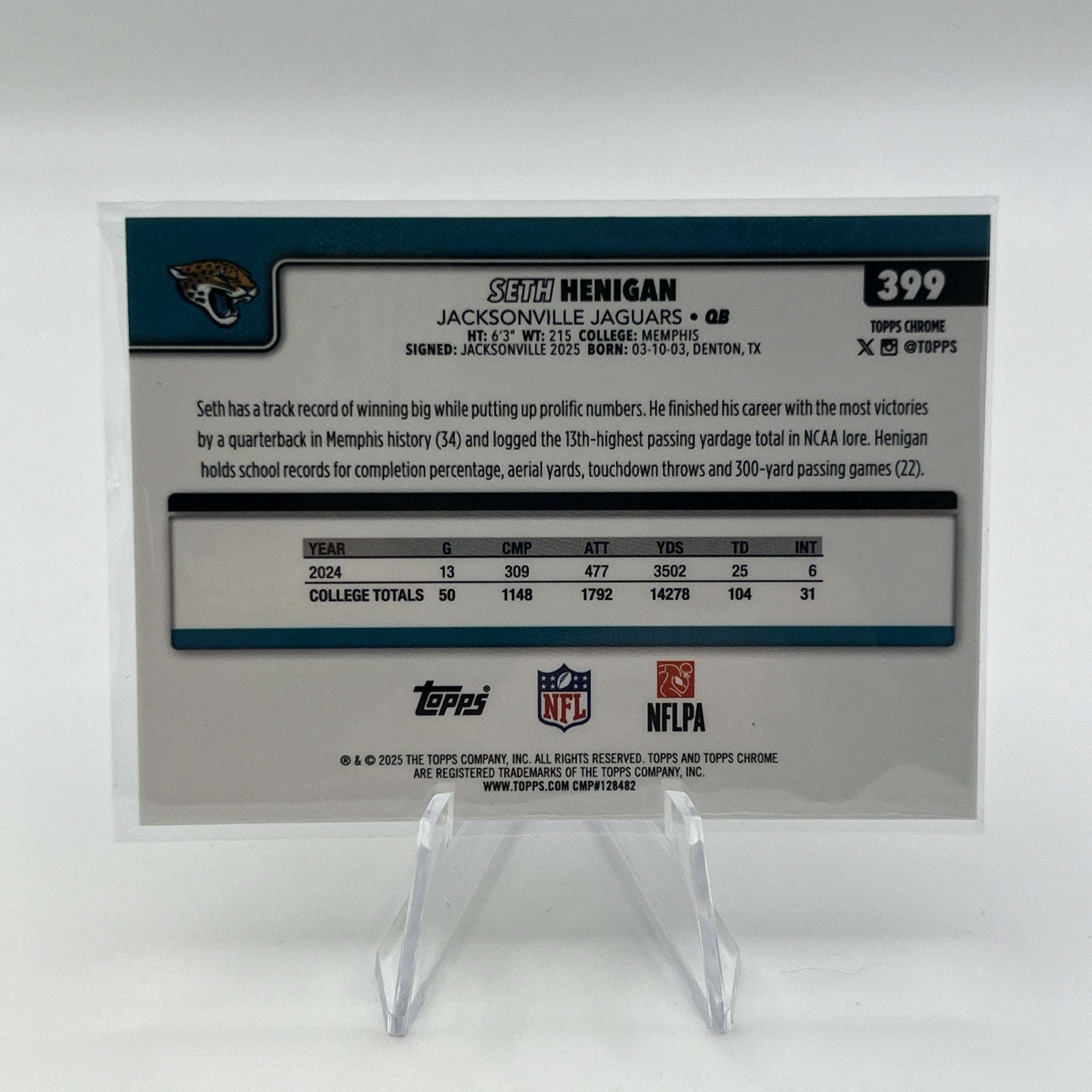2025 Topps Chrome - Rookies Seth Henigan #399 Lightboard Logo Refractor (RC)