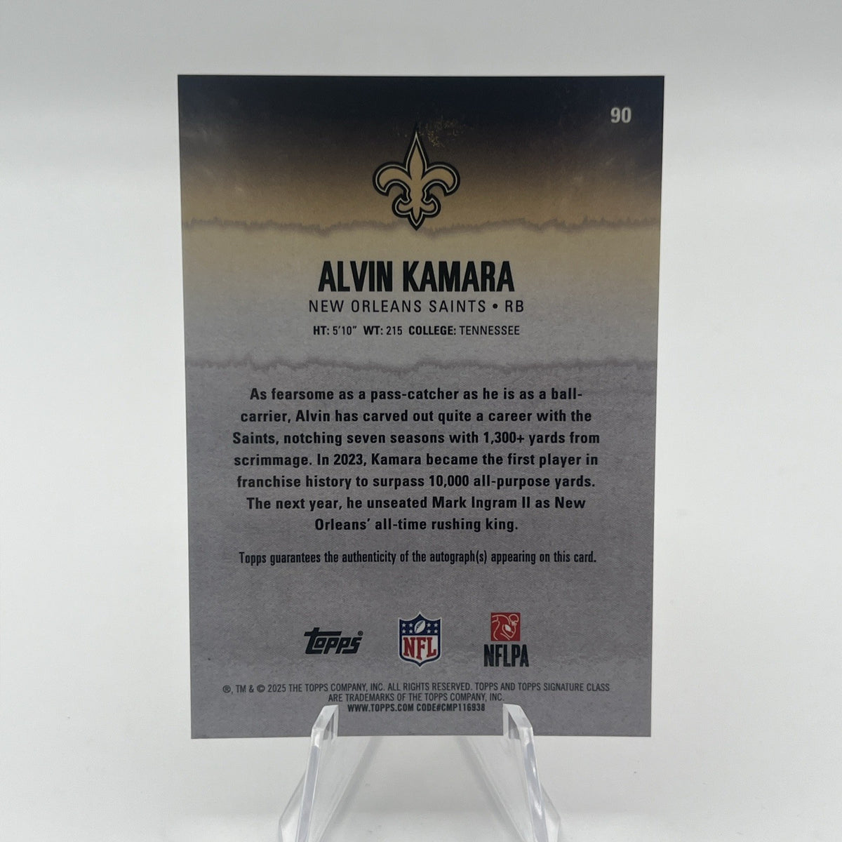 Alvin Kamara Topps 2025 Signature Class Chrome Red Refractor Auto #/25