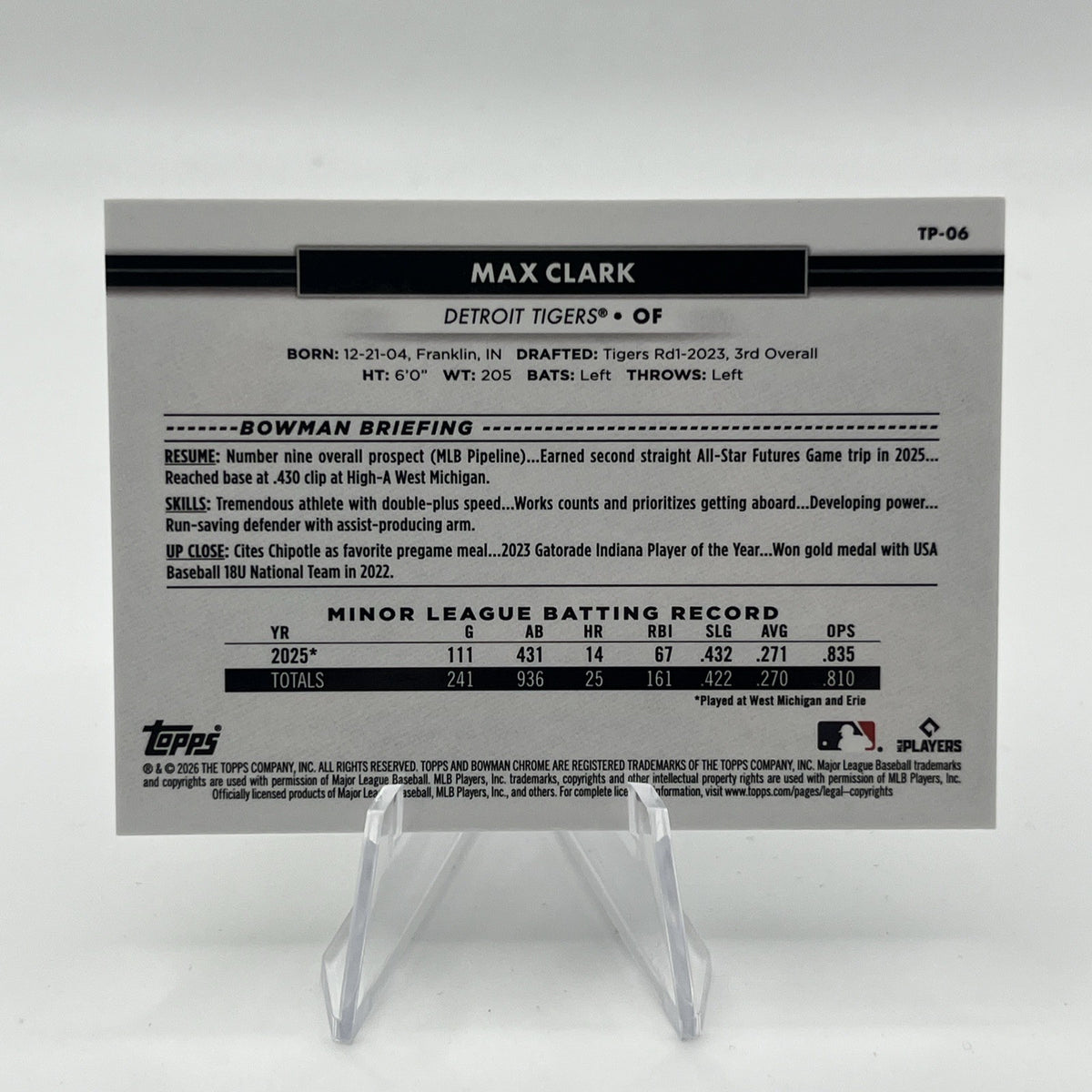 2026 Topps Bowman Chrome The National NSCC MLB Max Clark #TP-06