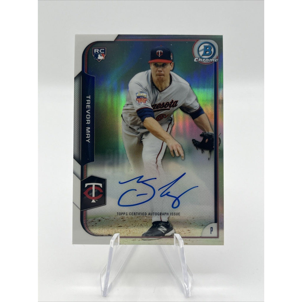 RARE 2015 BOWMAN CHROME TREVOR MAY REFRACTOR AUTOGRAPH RC #/499