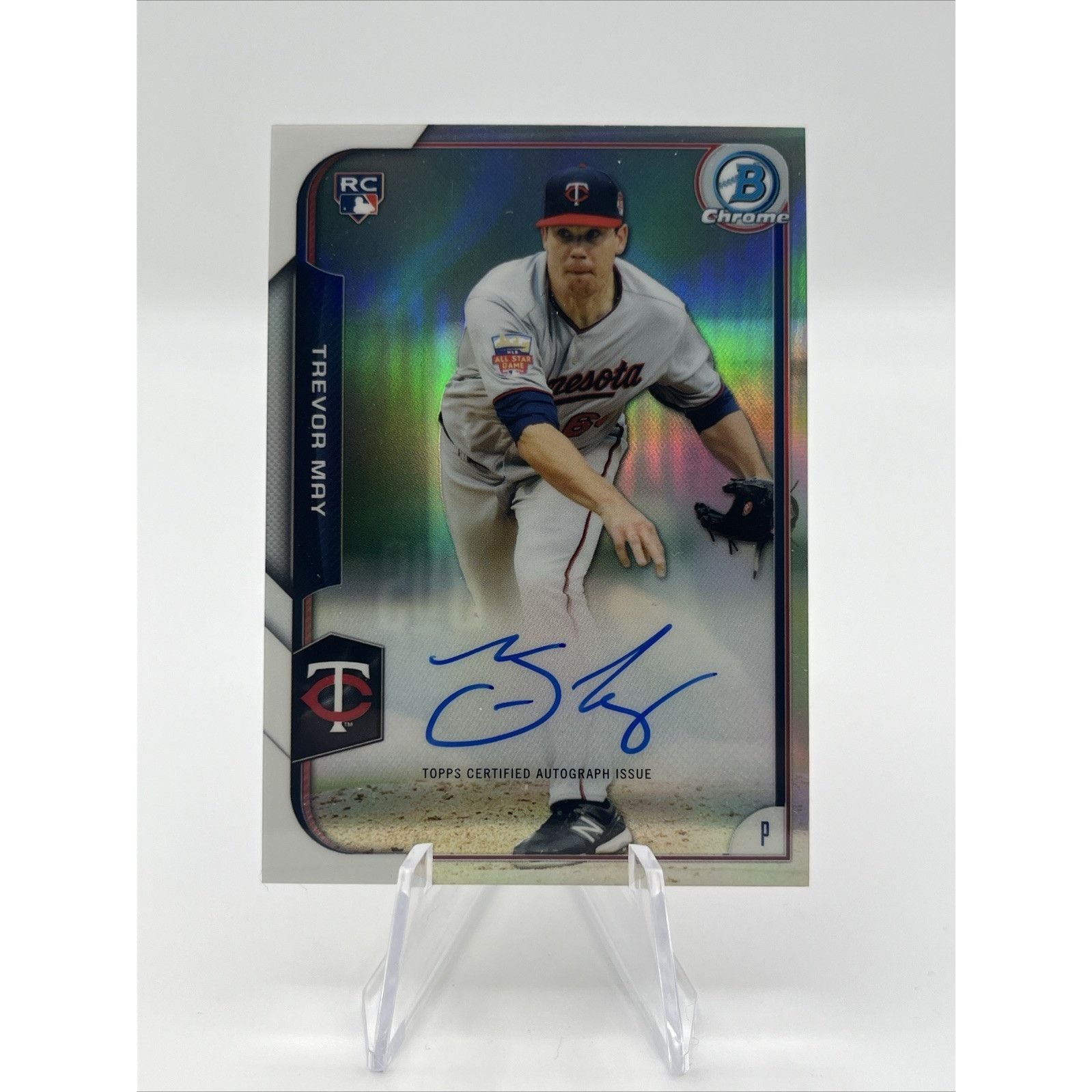 RARE 2015 BOWMAN CHROME TREVOR MAY REFRACTOR AUTOGRAPH RC #/499