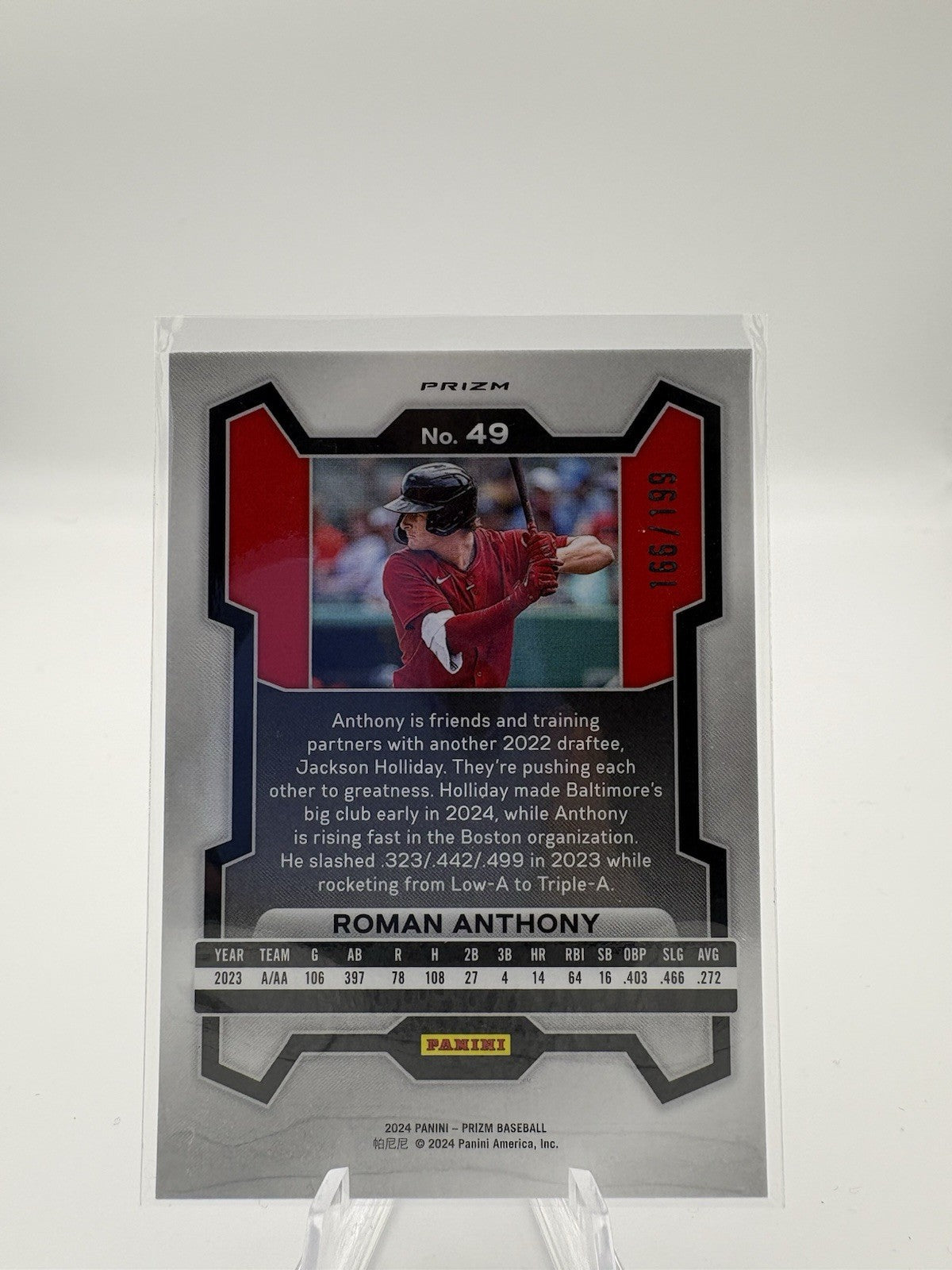 2024 Panini Prizm - Roman Anthony #49 Blue Prizm /199 (RC)