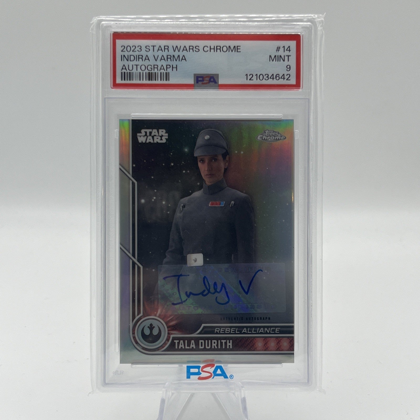 2023 Topps Star Wars Chrome #14 Indira Varma Tala Durith Auto Card Graded PSA 9
