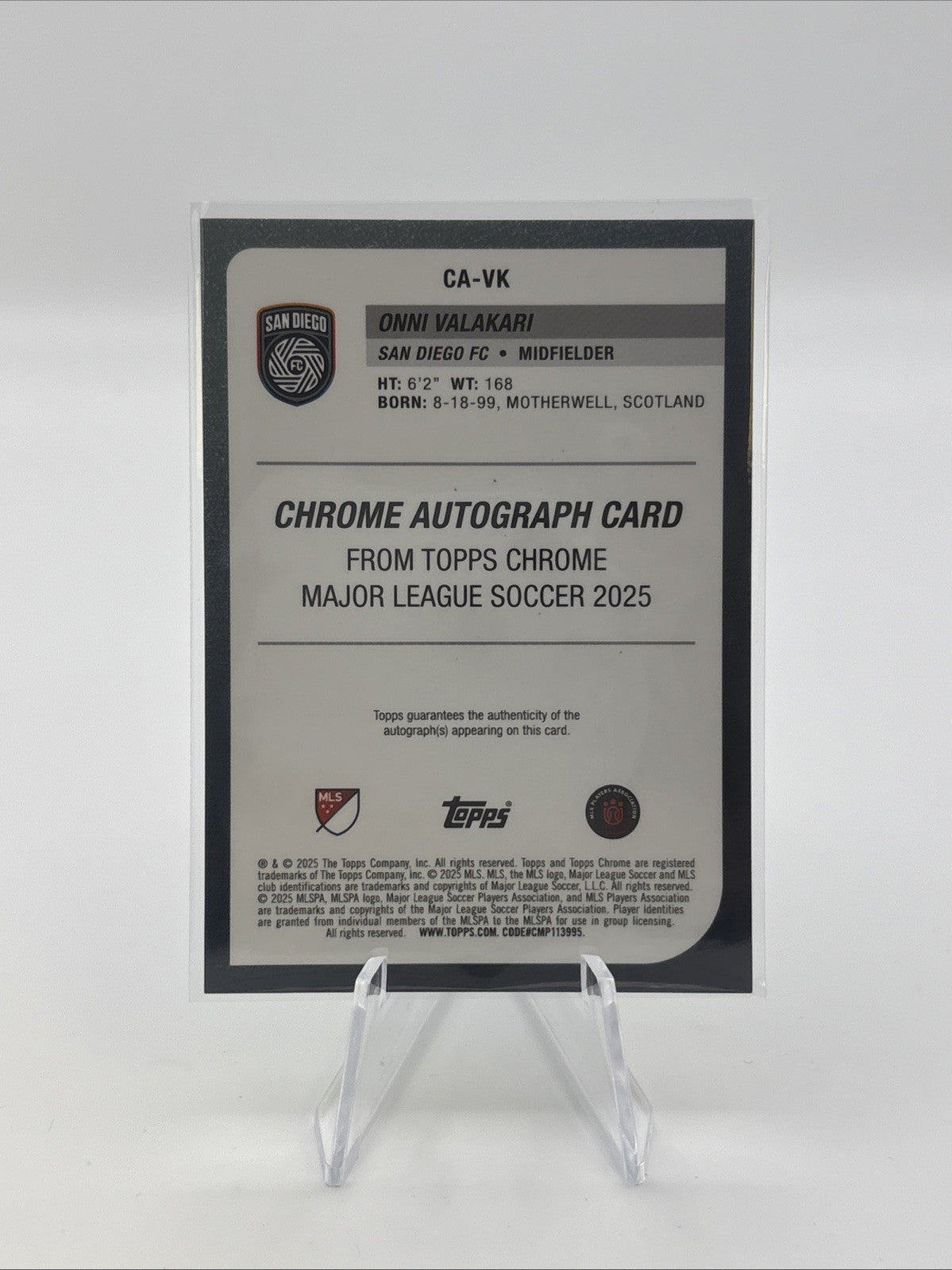 2025 Topps Chrome MLS - Omni Valakari TRUE GREEN Refractor Auto  /99