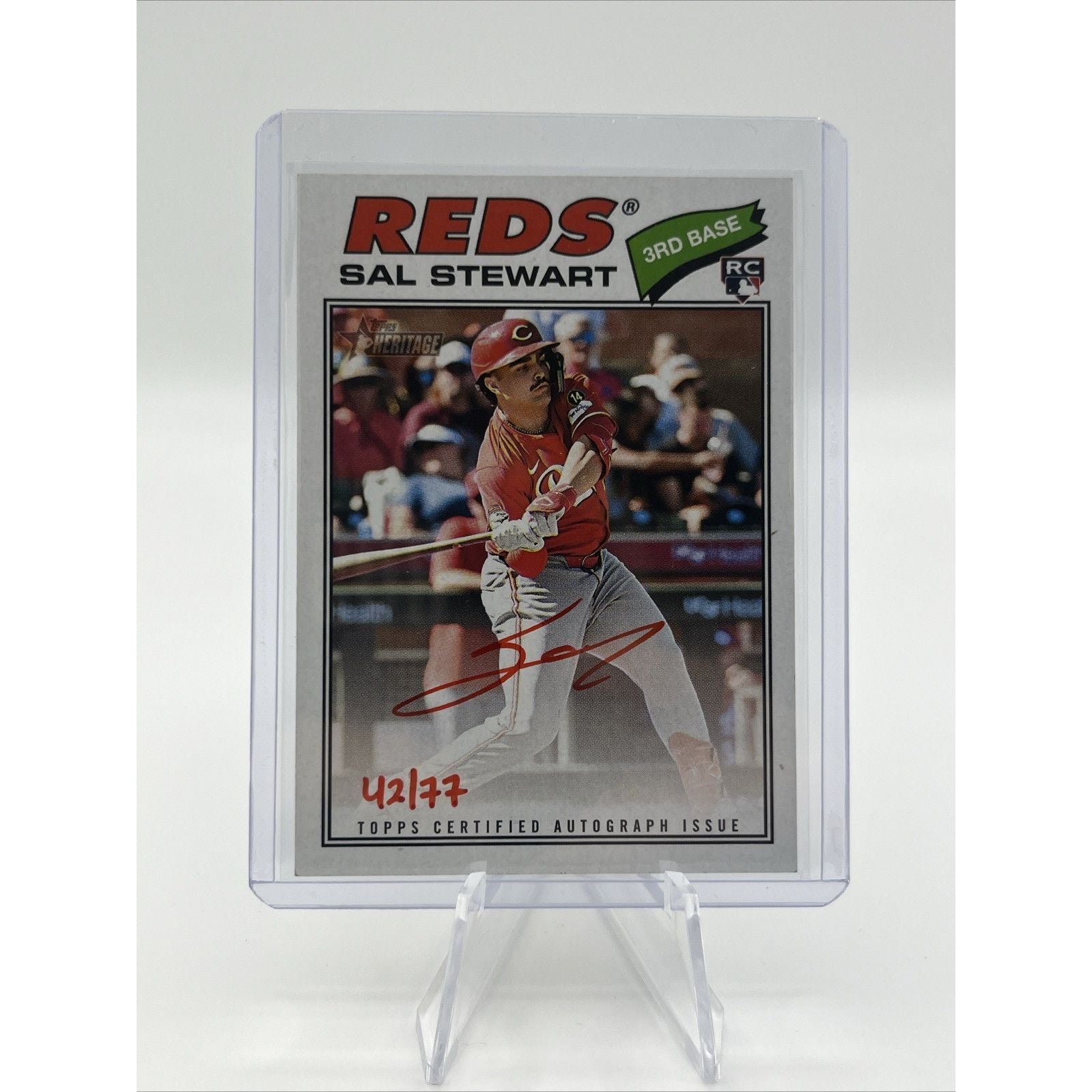 Sal Stewart Red Ink Auto /77 2026 Topps Heritage RC Cincinnati Reds 