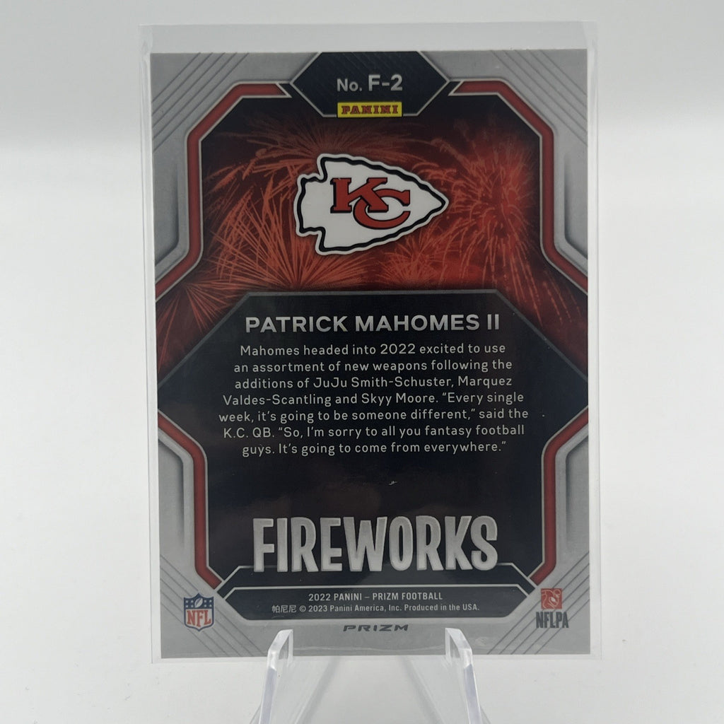 2022 Prizm Patrick Mahomes Fireworks Silver Prizm SP #F-2 Chiefs