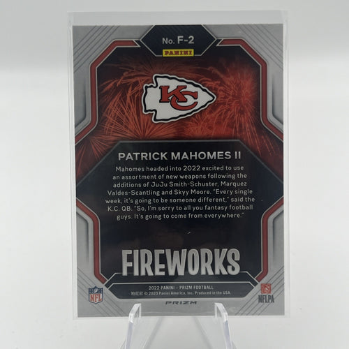 2022 Prizm Patrick Mahomes Fireworks Silver Prizm SP #F-2 Chiefs