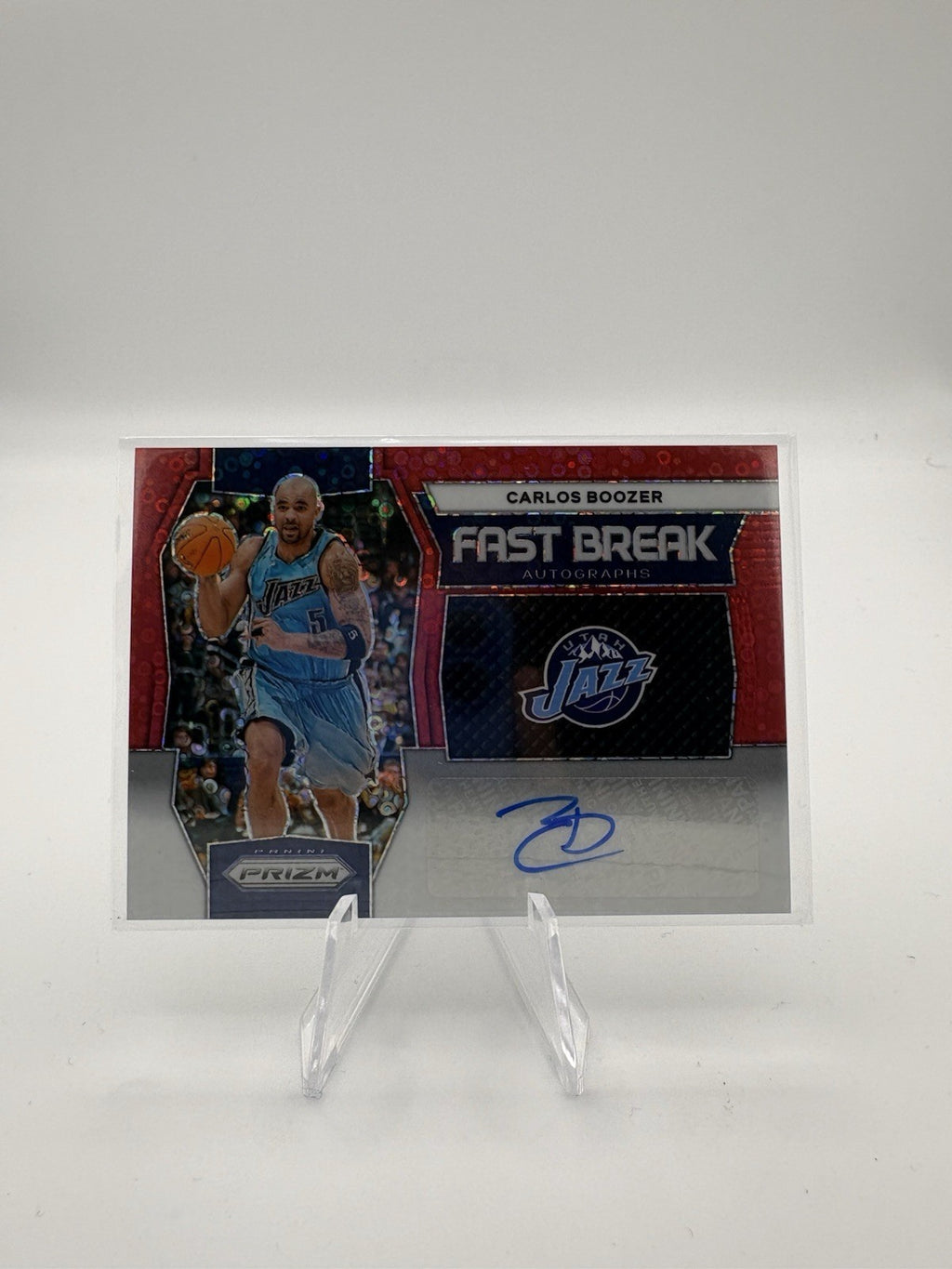 CARLOS BOOZER 2023-24 PRIZM FAST BREAK RED PRIZM AUTO /99 UTAH JAZZ