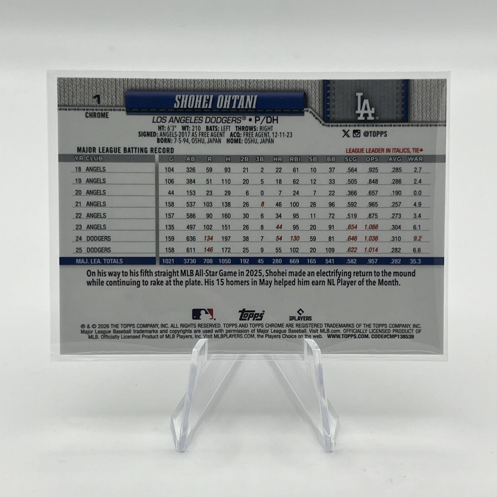 2026 Topps Chrome Shohei Ohtani Silver Wave SP