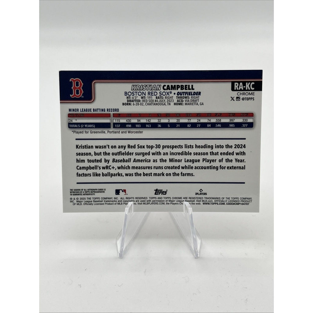 2025 Topps Chrome Kristian Campbell #’d /25 Orange Wave RC Auto Boston Redsox