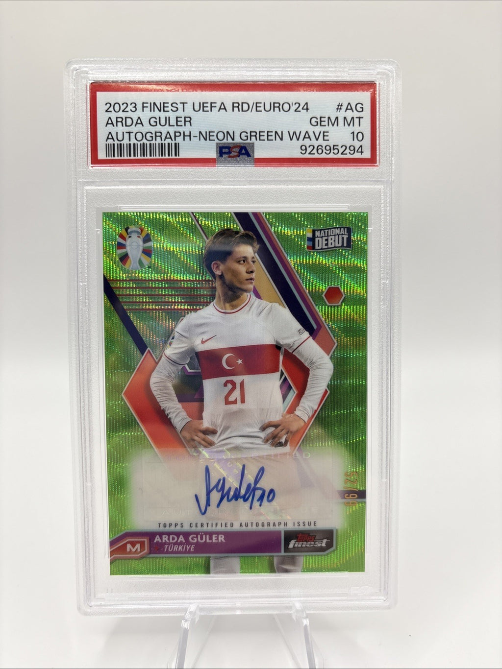 Arda Guler Topps Finest National Debut Auto /99 PSA 10