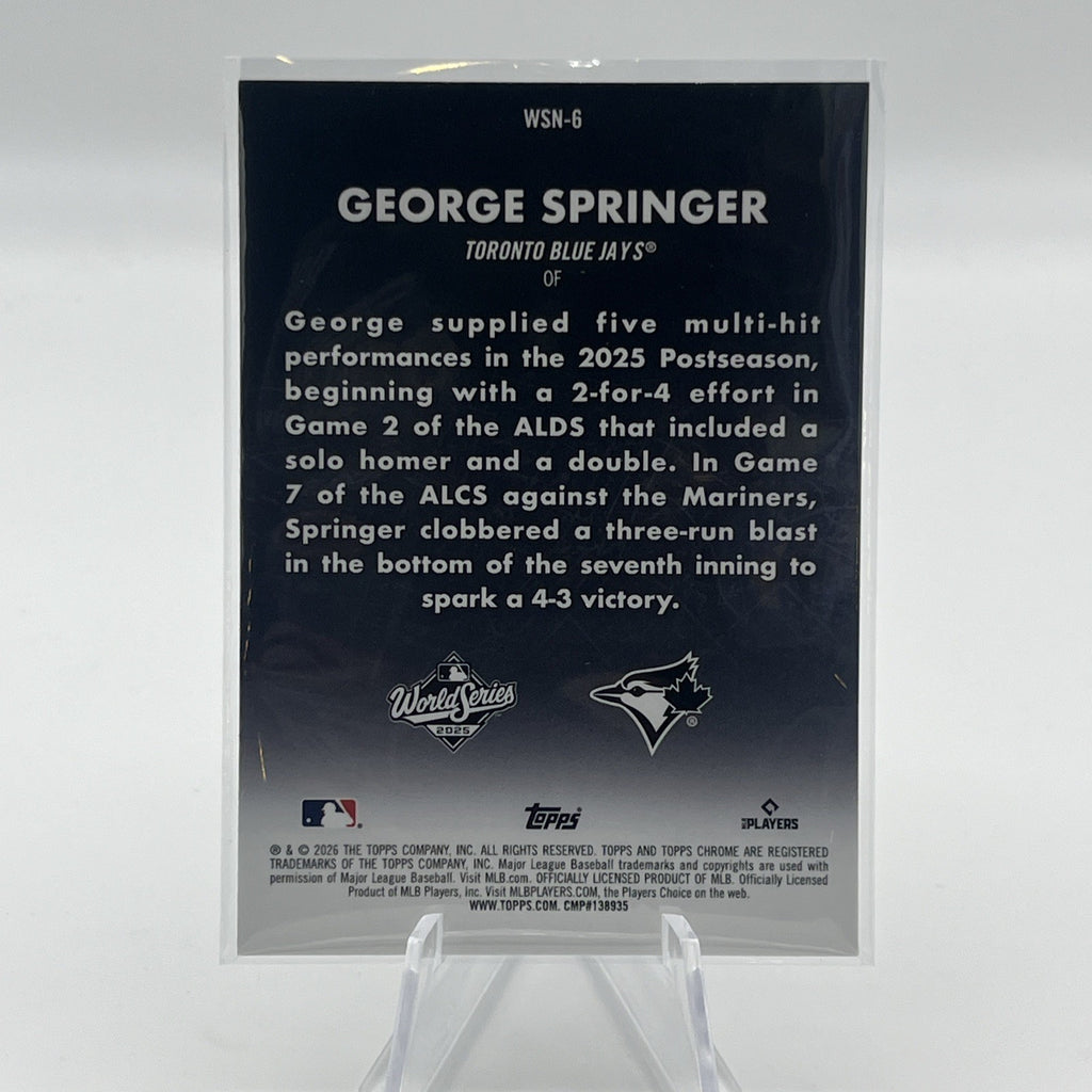 2026 Topps Chrome World Series at Night George Springer #WSN-6 1:1921 PACKS! SSP
