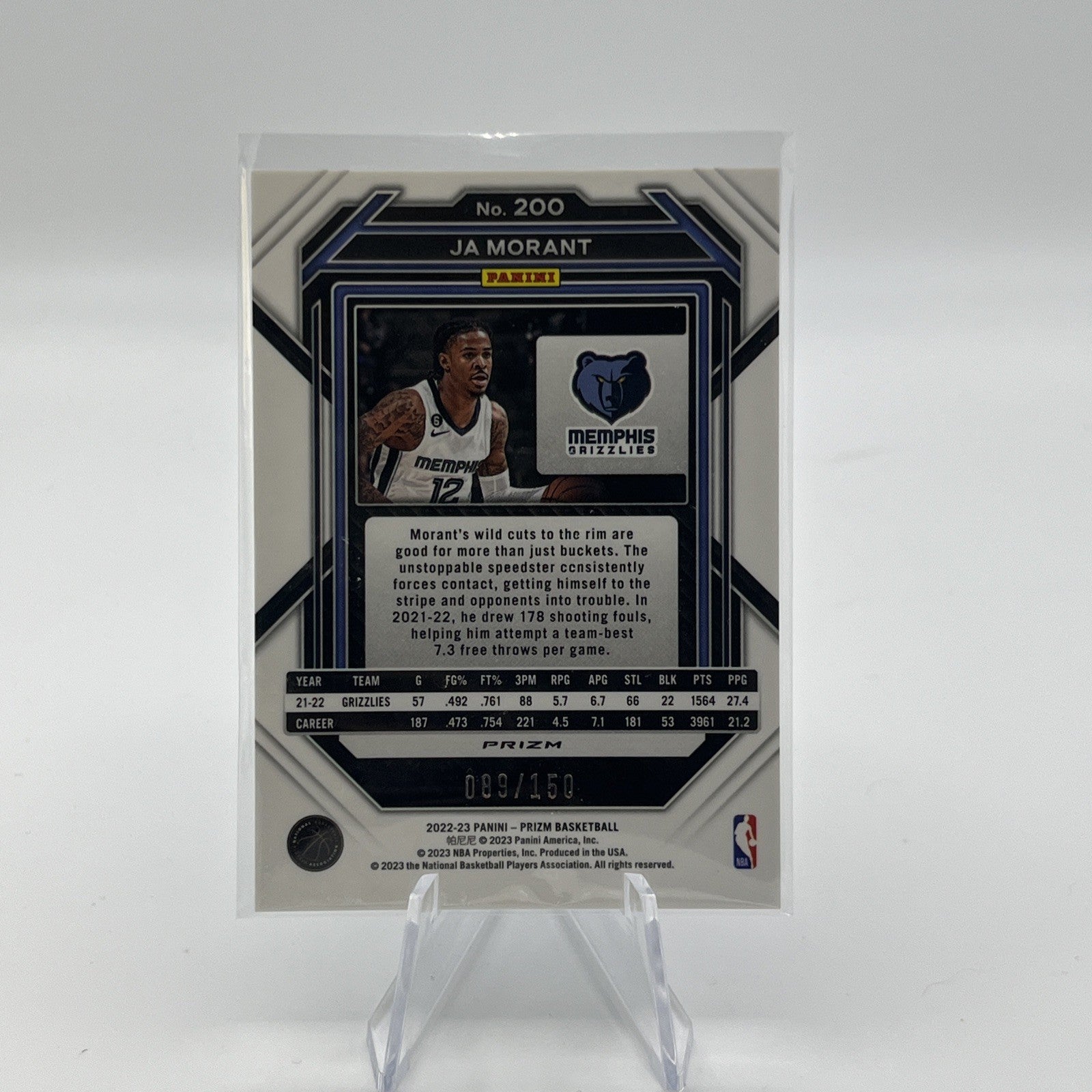 2022-23 Panini Prizm Ja Morant Blue Disco Prizm /150