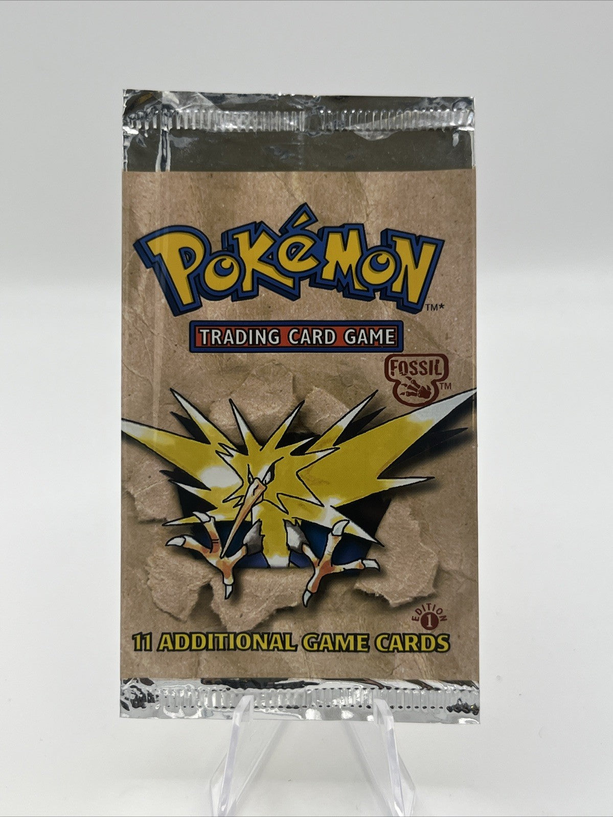 1999 Pokemon Fossil 1st Edition EMPTY Zapdos Pack Art Wrapper