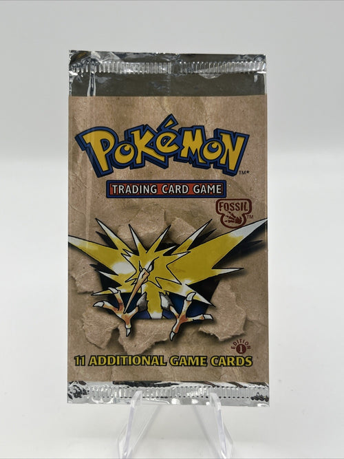 1999 Pokemon Fossil 1st Edition EMPTY Zapdos Pack Art Wrapper