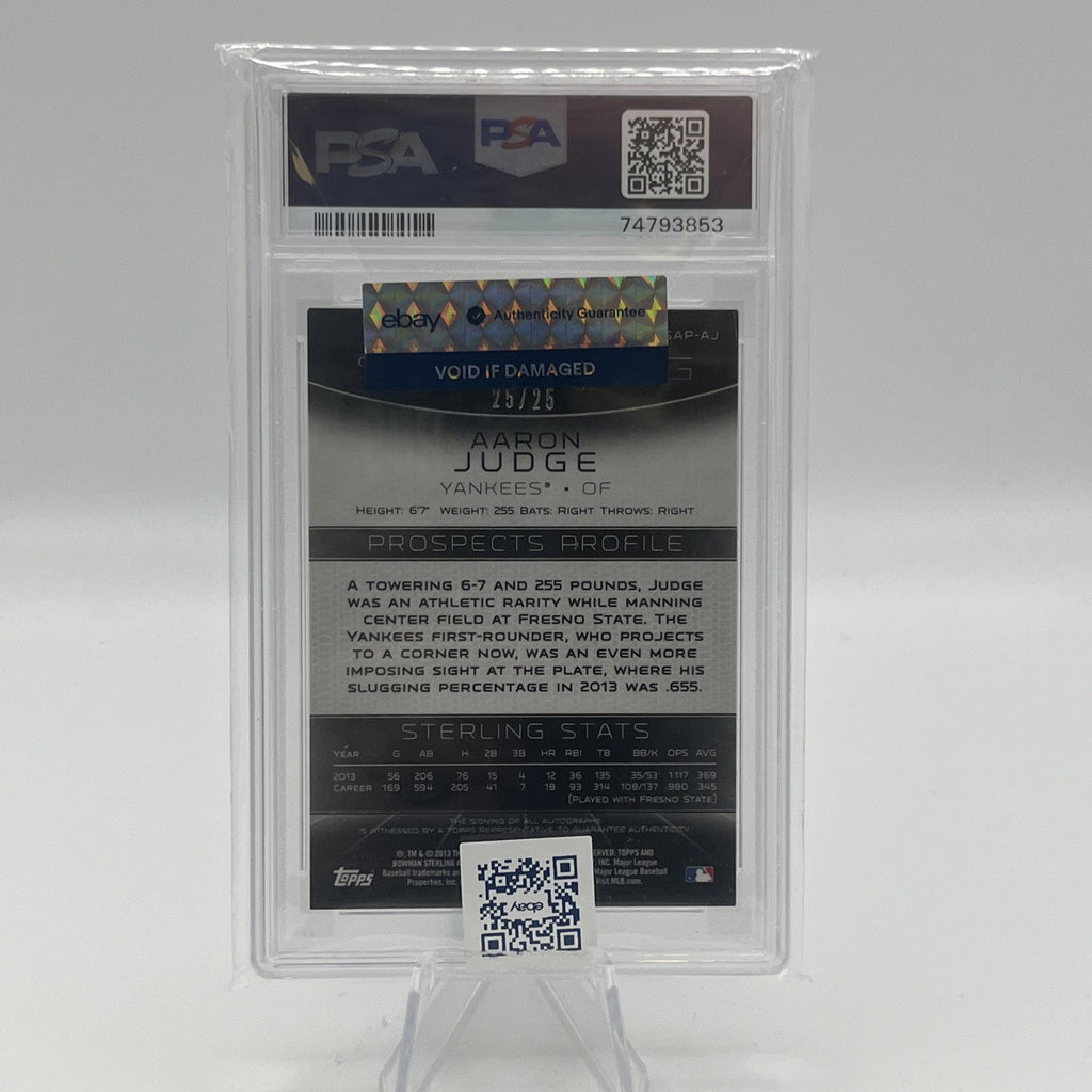2013 Bowman Sterling Prospect Autographs Aaron Judge Blue Refractor /25 PSA 8/10