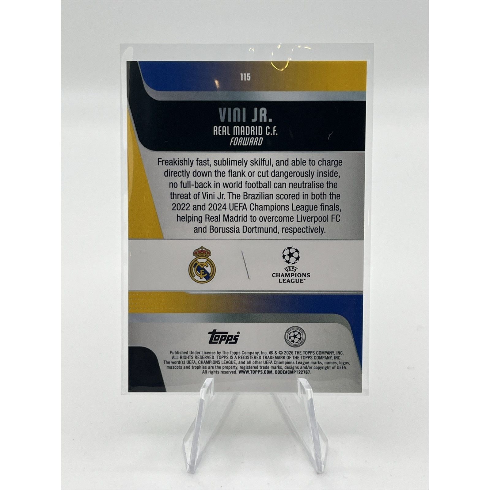 Vini Jr. ● 2026 Topps Chrome UEFA CC #115 ● Gold Foil SSP /50 ● Pack Fresh NM+