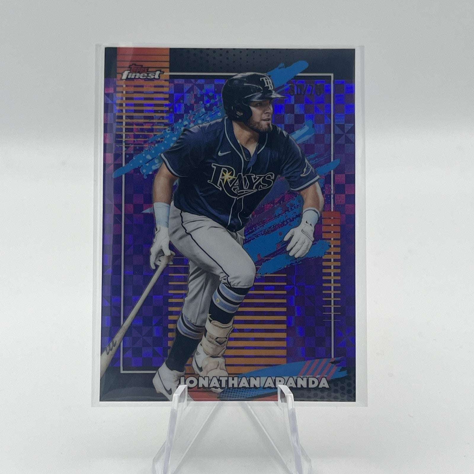 2026 Topps Finest Jonathan Aranda #173 Uncommon Purple X-Fractor #/75 RAYS