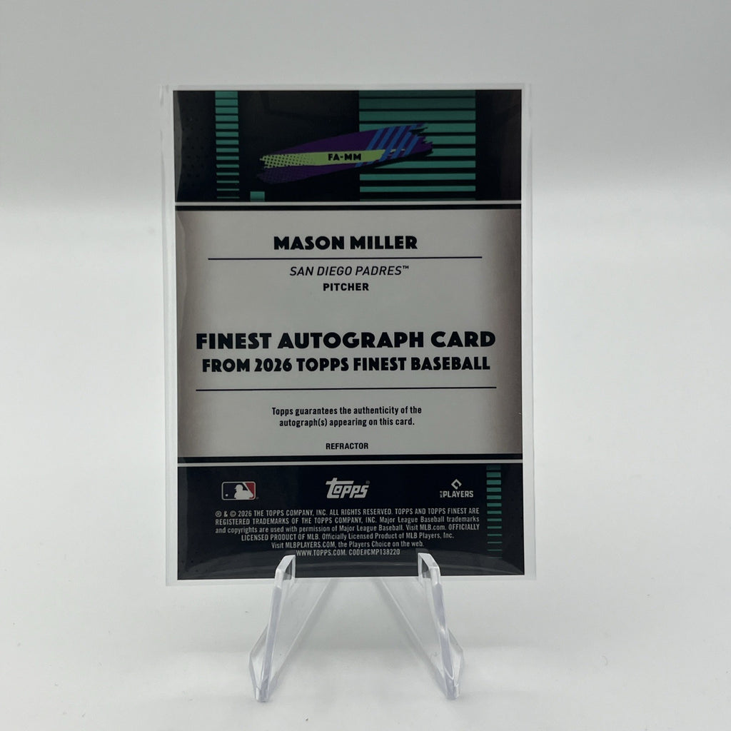 2026 Topps Finest Baseball Mason Miller #FA-MM Refractor Auto Padres