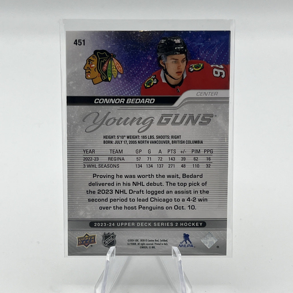 2023-24 Upper Deck Series 2 Connor Bedard Young Guns RC #451 Chicago Blackhawks