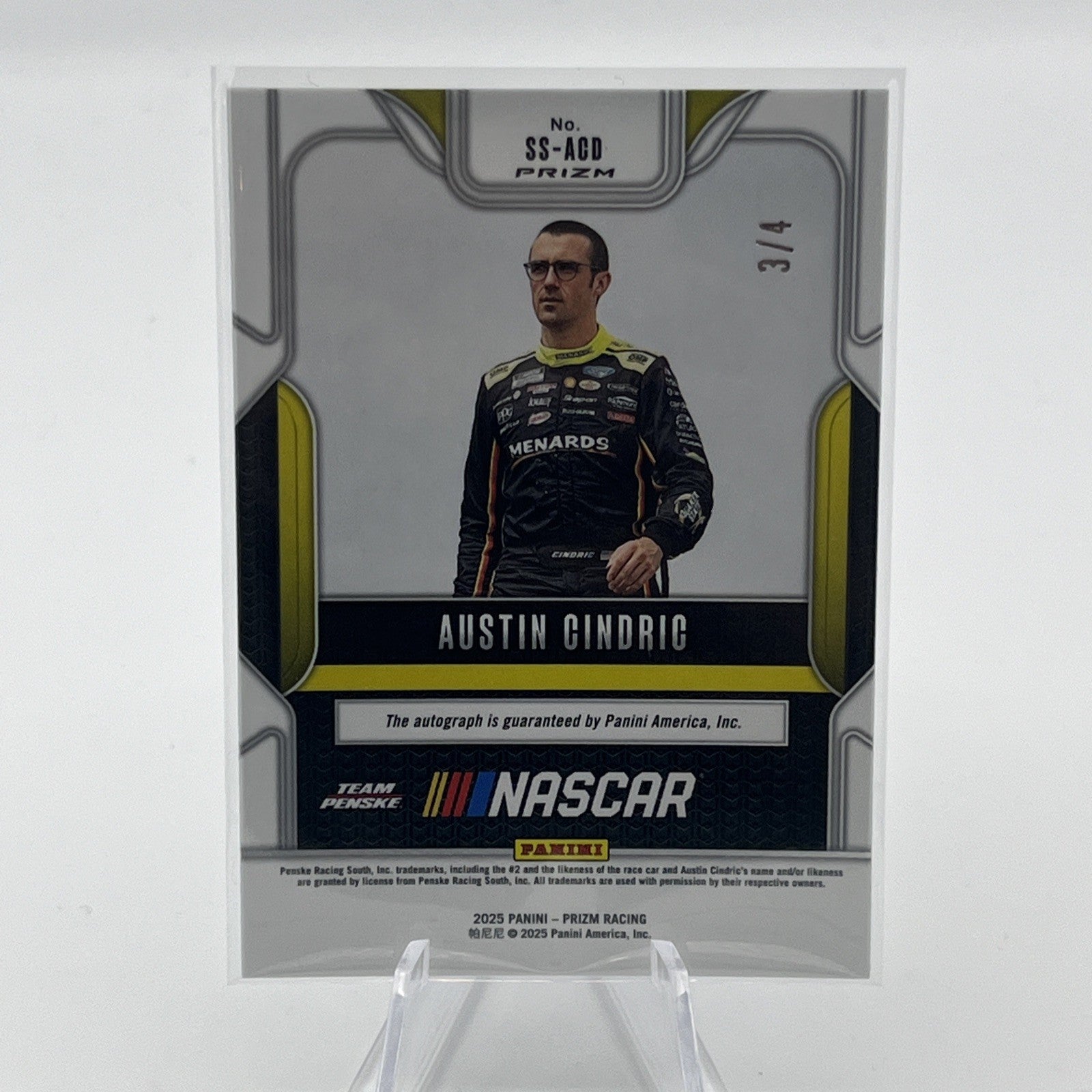 Austin Cindric 2025 Prizm Racing - Sensational Signatures Auto Blue Shimmer #/4
