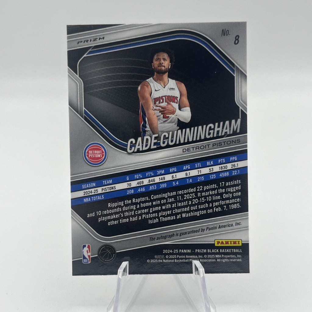 Panini Prizm Black Cade Cunningham Autograph 2024-25 #8 Detroit Pistons