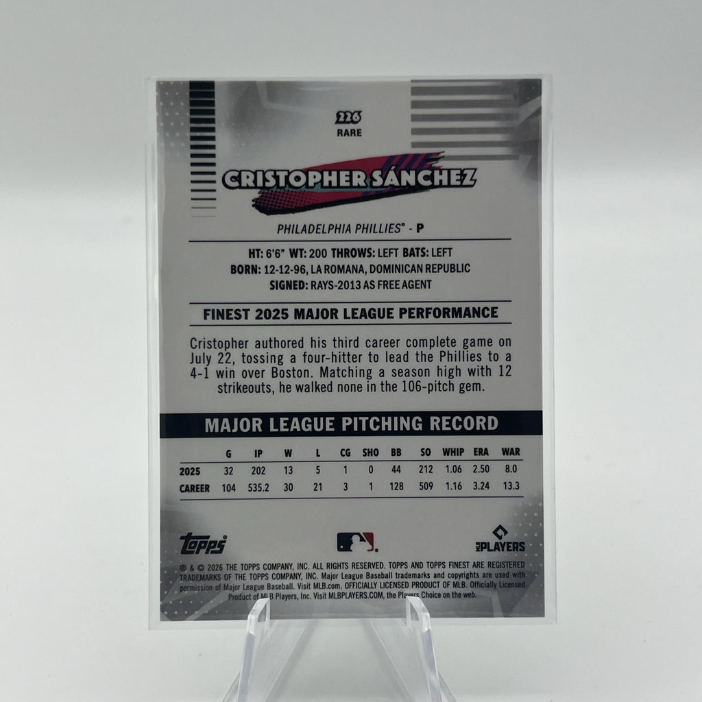 2026 Topps Finest Christopher Sanchez #226 Green X-Fractor #/99 RARE
