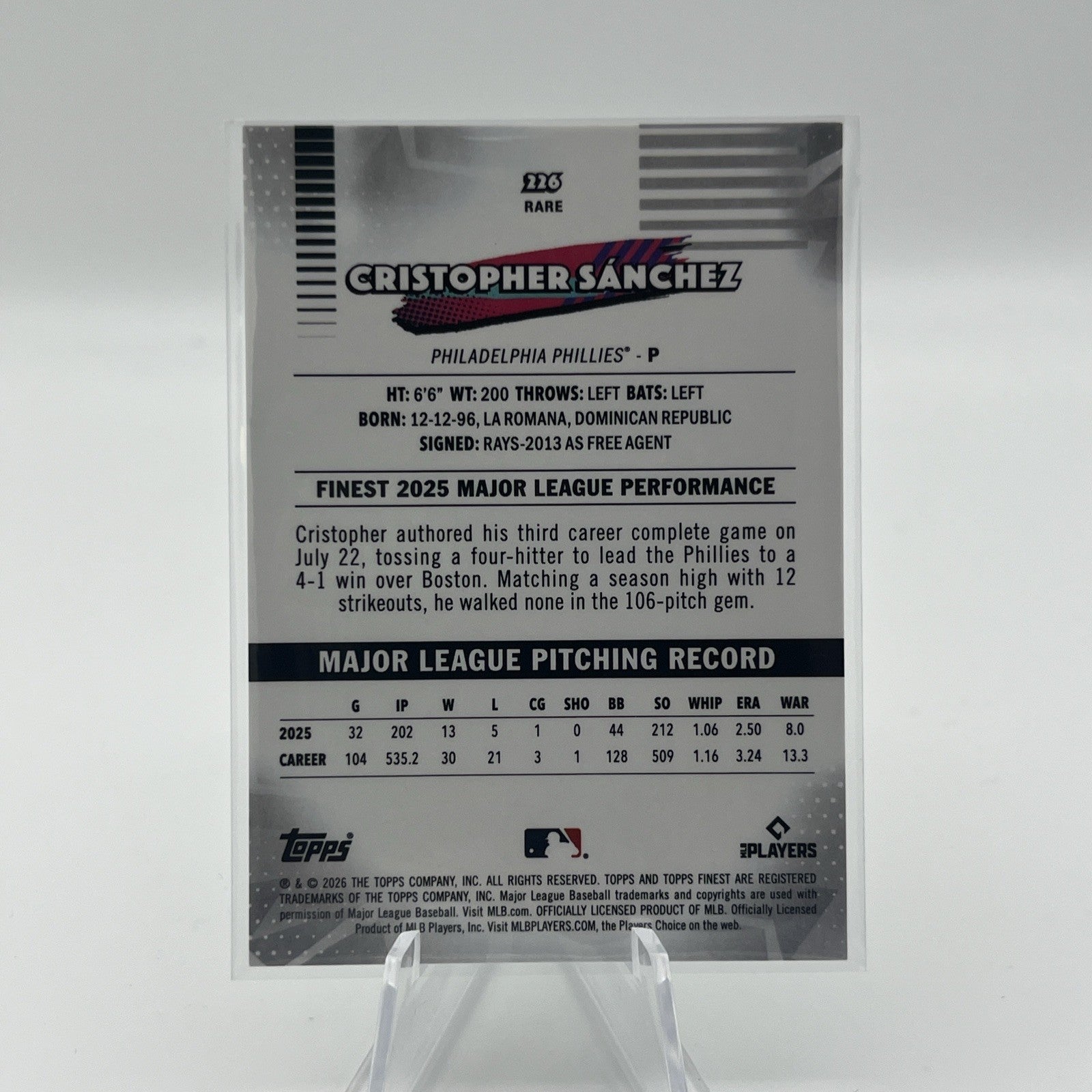 2026 Topps Finest Christopher Sanchez #226 Green X-Fractor #/99 RARE