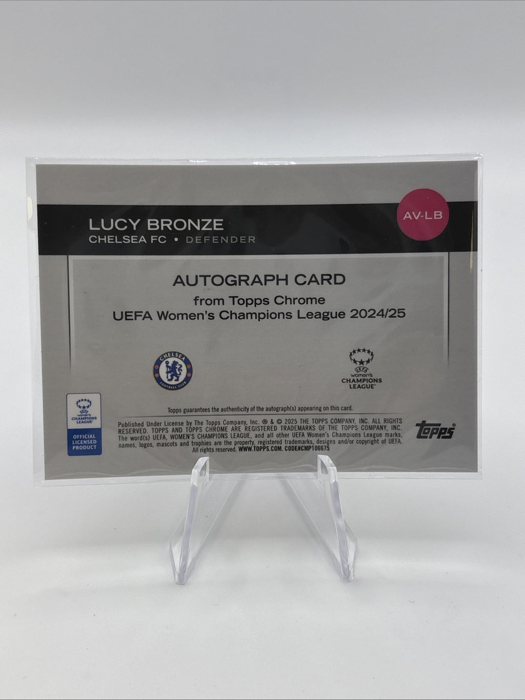 2025 Topps Chrome UEFA Women’s - Lucy Bronze Rose Gold Wave Refractor Auto /50