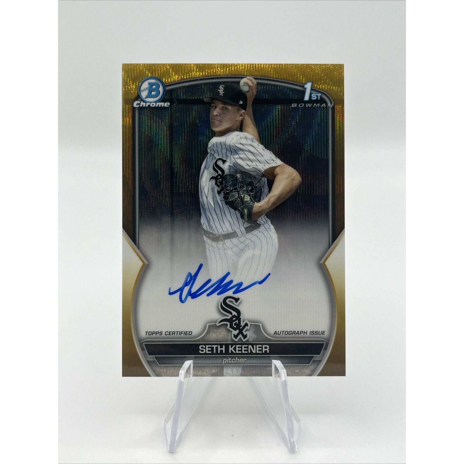 2023 BOWMAN DRAFT CHROME #CDA-SK SETH KEENER GOLD WAVE REFRACTOR AUTO /50 -RC/AU