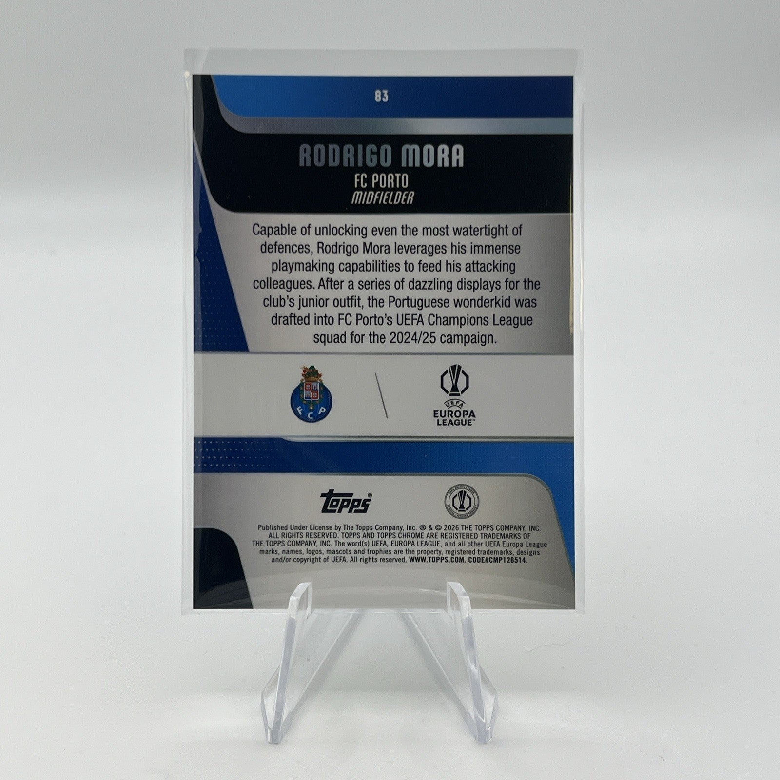 2025 2026 Topps Chrome UEFA X Fractor Future Star #83 Rodrigo Mora FC Porto Card