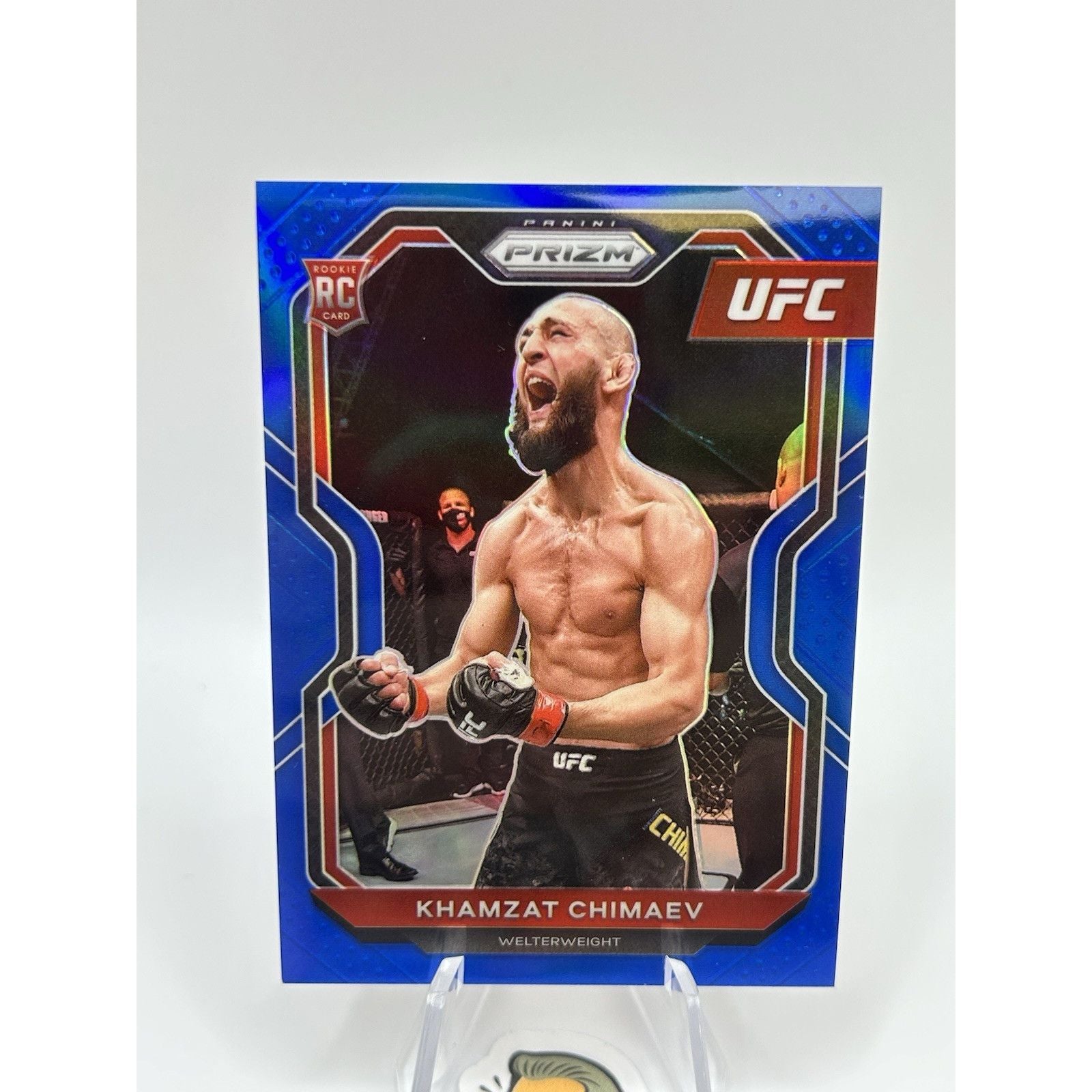 Khamzat Chimaev 2021 Panini Prizm UFC Blue Prizm Rookie Card /199 #7 SP