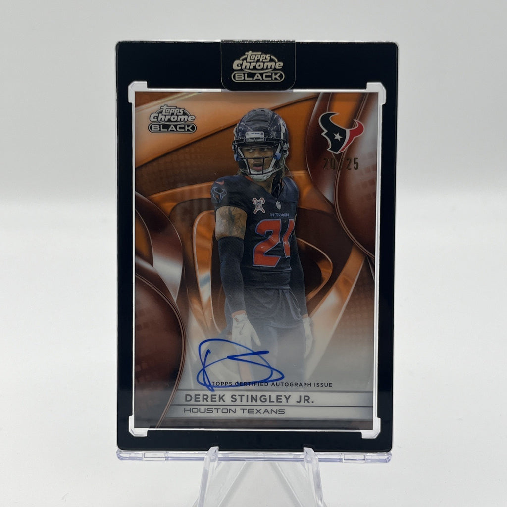 2025 Topps Chrome Black Derek Stingley Jr. #AU-DS Orange Refractor Auto #/25
