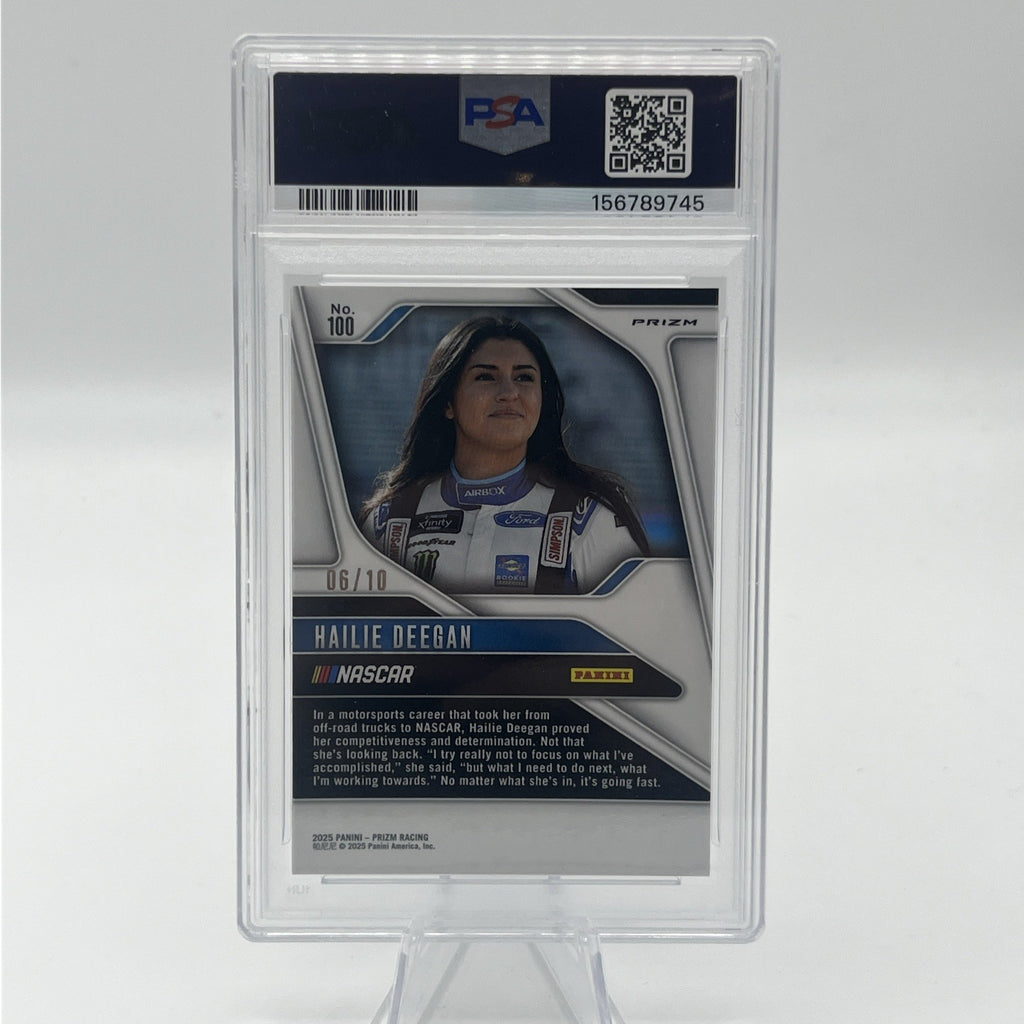 2025 Panini Prizm NASCAR Hailie Deegan Blue Shimmer /10 PSA 10