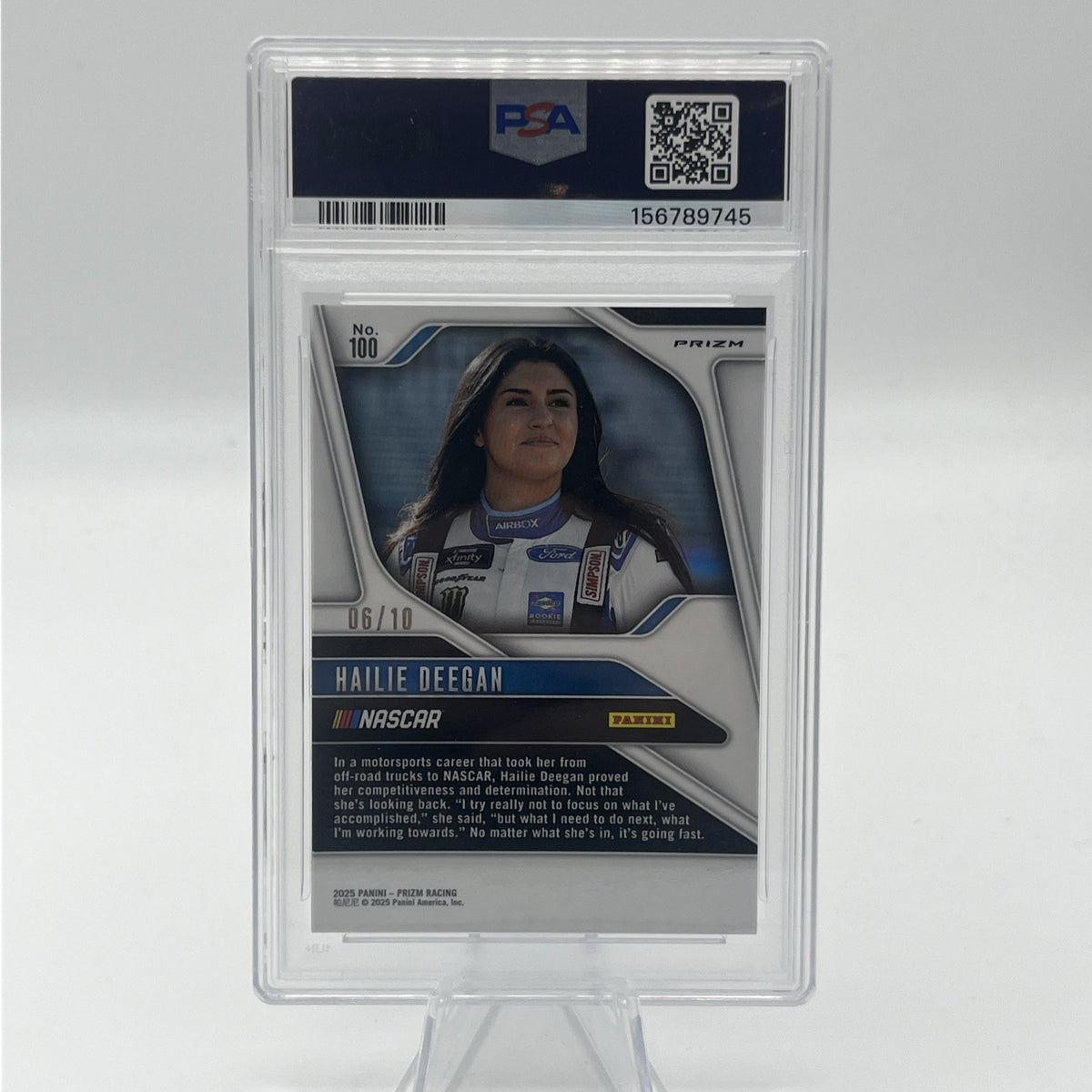 2025 Panini Prizm NASCAR Hailie Deegan Blue Shimmer /10 PSA 10