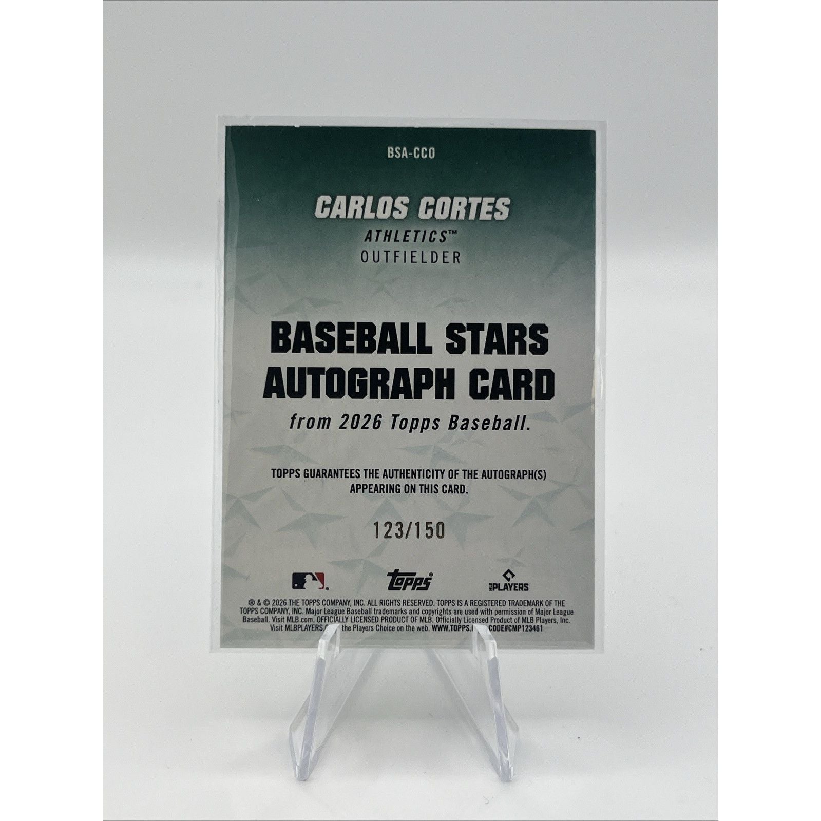2026 Topps Series 1 - Carlos Cortez Baseball Stars Autos #BSA-CCO Blue #/150