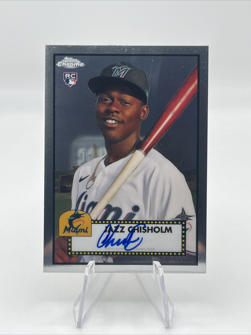 2021 Topps Chrome Jazz Chisholm Platinum Anniversary Rookie Auto #PA-JZC Signed