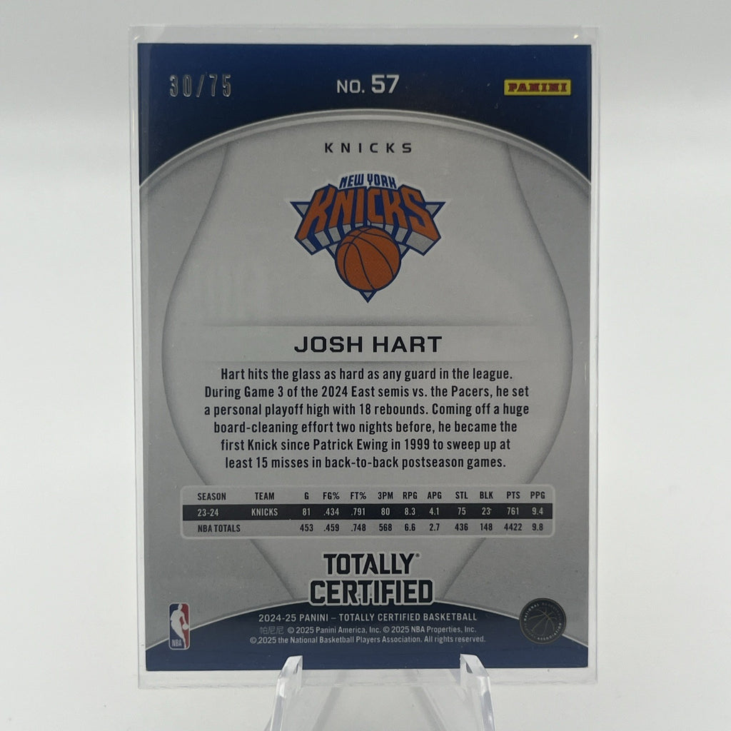 2024 Panini Totally Certified #57 Josh Hart #/75 New York Knicks