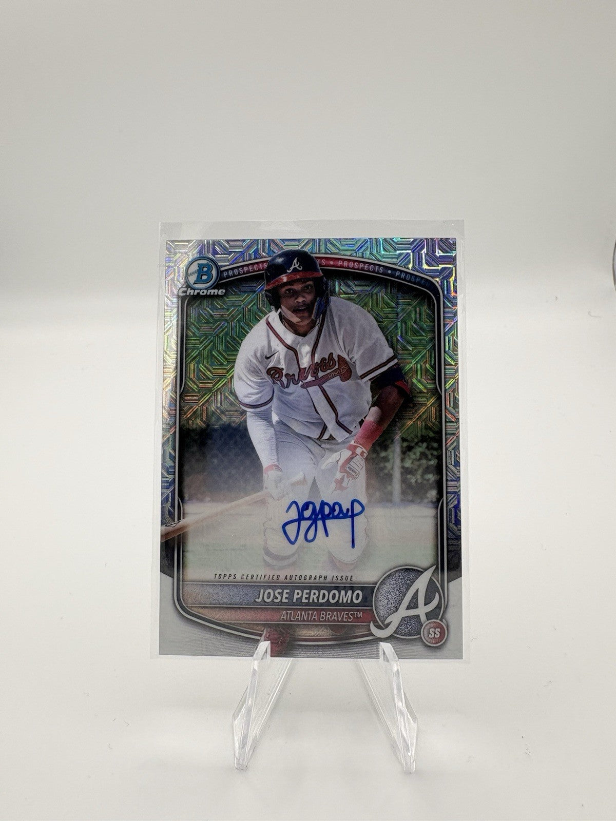 2025 Bowman Chrome Jose Perdomo Mojo Refractor Auto #BMA-JP Braves 