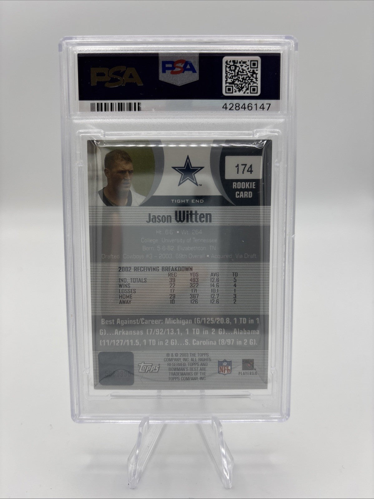 2003 Bowman's Best - Jason Witten #174 (AU, RC) PSA 9 ‼️HIGHEST GRADE‼️