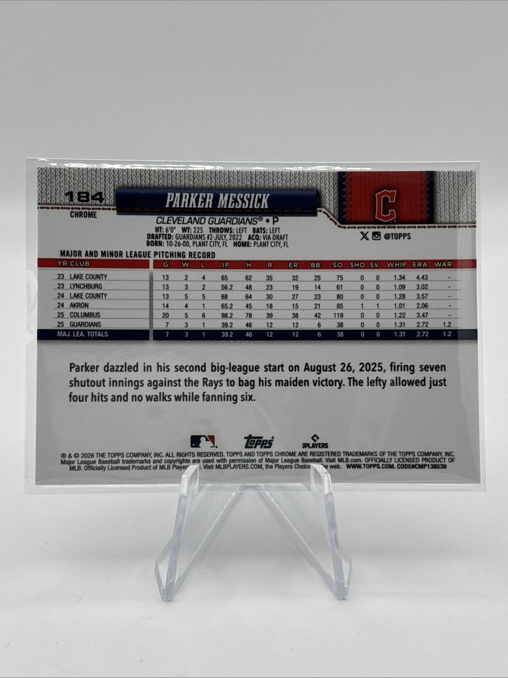 2026 Topps Chrome Parker Messick True Green Refractor RC #/99 (RC)