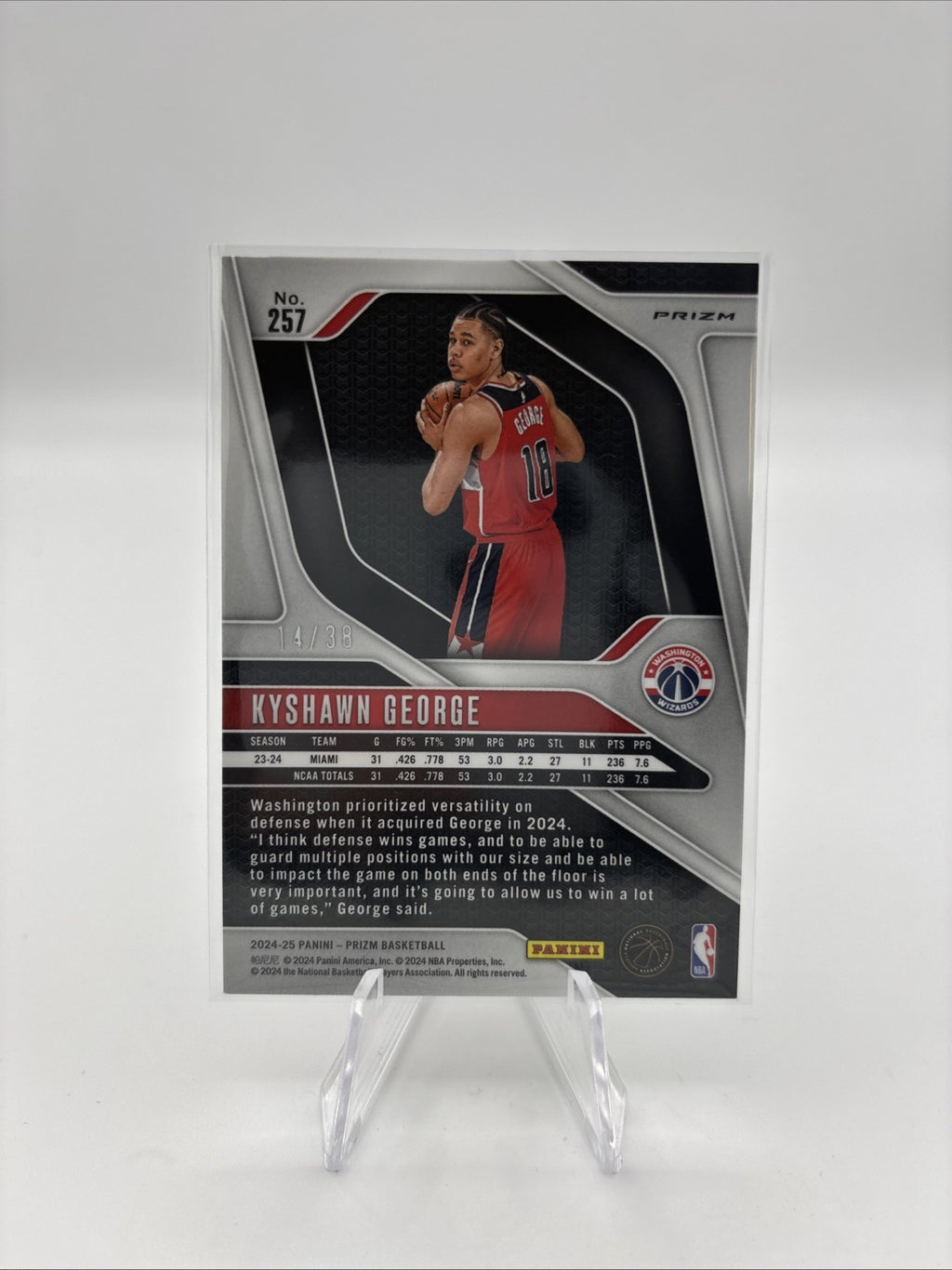 2024-25 Panini Prizm - Kyshawn George #257 White Wave Prizm /38 (RC)