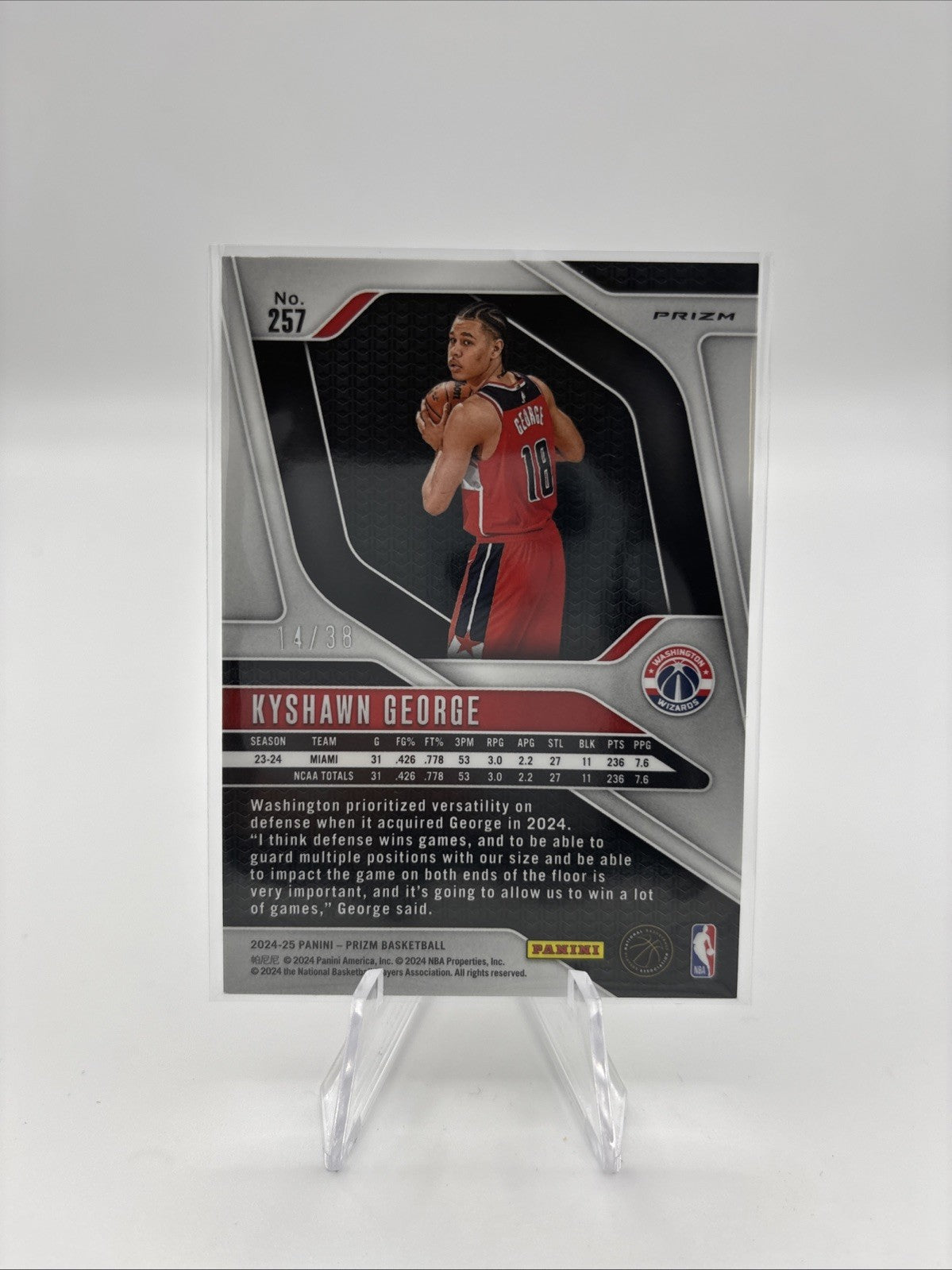 2024-25 Panini Prizm - Kyshawn George #257 White Wave Prizm /38 (RC)