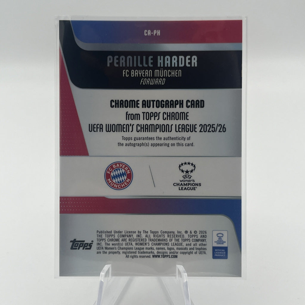 2025-26 Topps Chrome Womens UEFA #CA-PH Pernille Harder Blue Refractor Auto /150