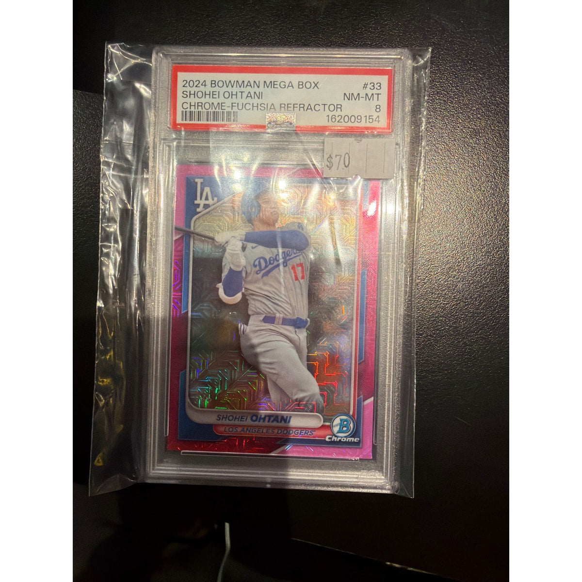 2024 Bowman Mega Box Chrome-Fuchsia Refractor Shohei Ohtani #33 PSA 8